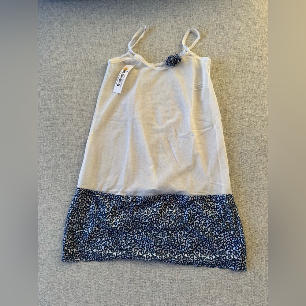 Chic White and Blue Kids Swim Coverup